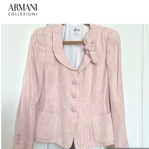 Armani Collezioni Jackets & Blazers - Armani Collezioni Striped Day 2 Evening Light Weight Pink Striped Blazer Jacket